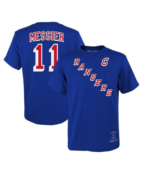 Big Boys Mark Messier Blue New York Rangers Name & Number T-shirt