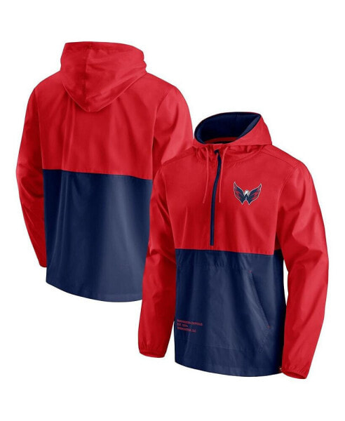 Men's Red, Navy Washington Capitals Thrill Seeker Anorak Half-Zip Jacket