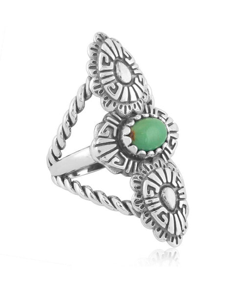 Genuine Gemstone and Sterling Silver Concha Rope Ring, Sizes 5-10