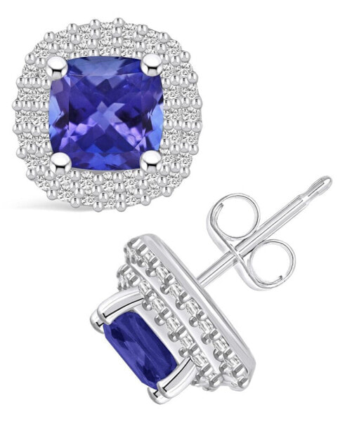 Серьги Macy's Tanzanite and Diamond Halo Stud