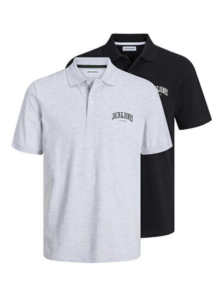 Поло мужское Jack & Jones JJEJOSH Standard Fit 12257011 черно-белое меланж