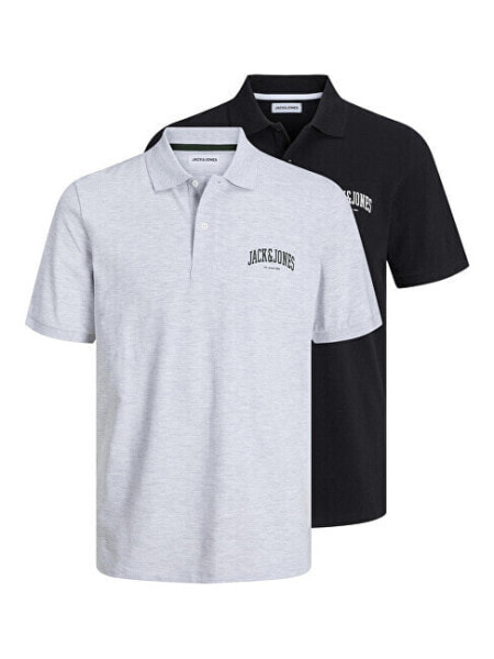 2 PACK - pánské polo triko JJEJOSH Standard Fit 12257011 Black/White Melange