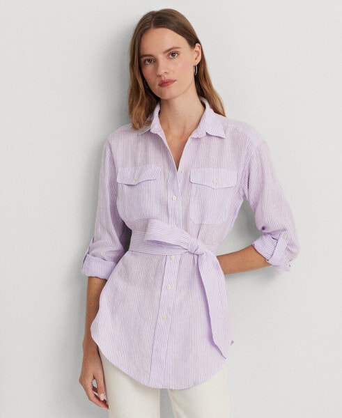 Women's Striped Belted Utility Shirt