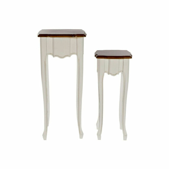 Набор из двух столиков DKD Home Decor Белый Коричневый 35 x 35 x 80 cm