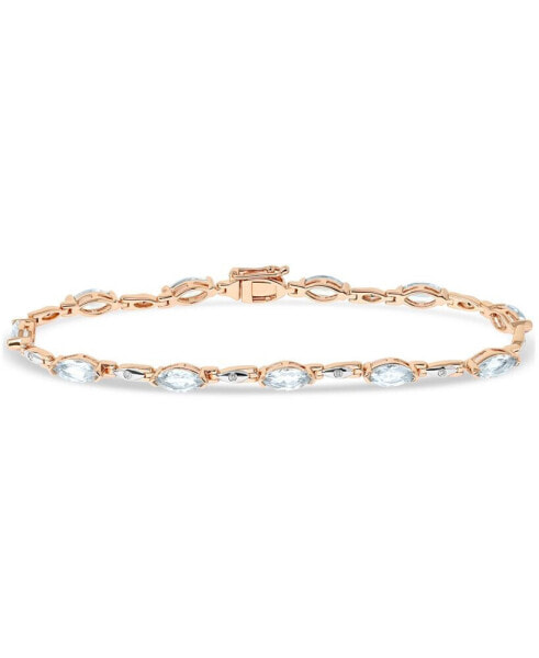 Aquamarine (4 ct. t.w.) & Diamond (1/20 ct. t.w.) Link Bracelet Set in Sterling Silver & Rose-Gold Plate