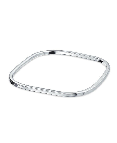 Plain Stackable Smooth Solid Square Bangle Bracelet For Women Sterling Silver