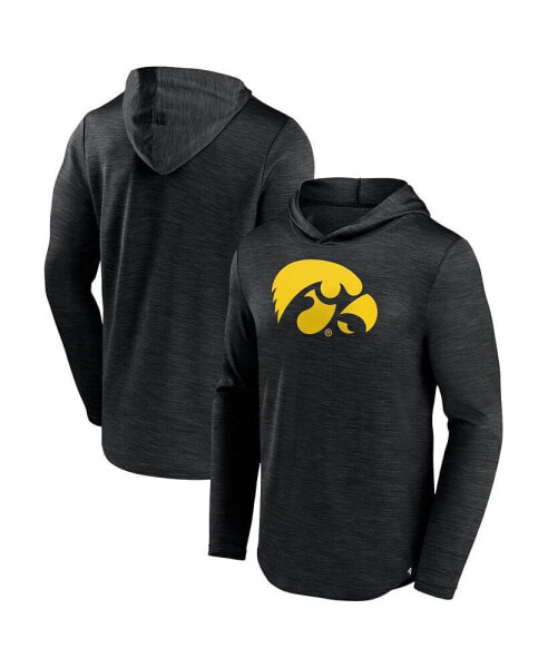 Men's Heather Black Iowa Hawkeyes Transitional Hoodie T-shirt