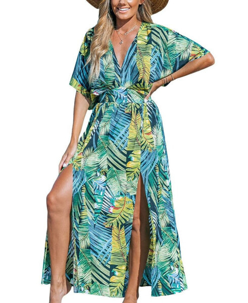 Women's Tropical Double Hem Split Maxi Beach Dress