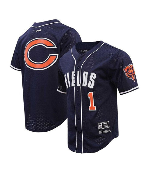 Men's Justin Fields Navy Chicago Bears Baseball Player Button-Up Shirt