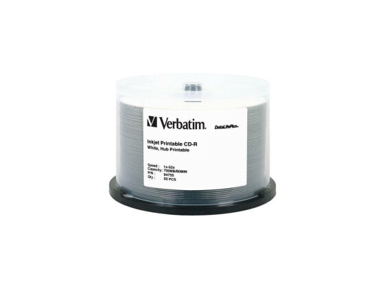 Verbatim 700MB 52X CD-R White Inkjet, Hub Printable 50 Packs Disc Model 94755