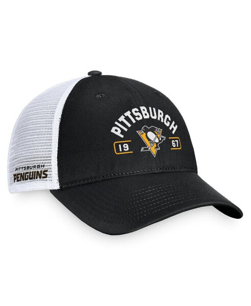 Men's Black/White Pittsburgh Penguins Free Kick Trucker Adjustable Hat