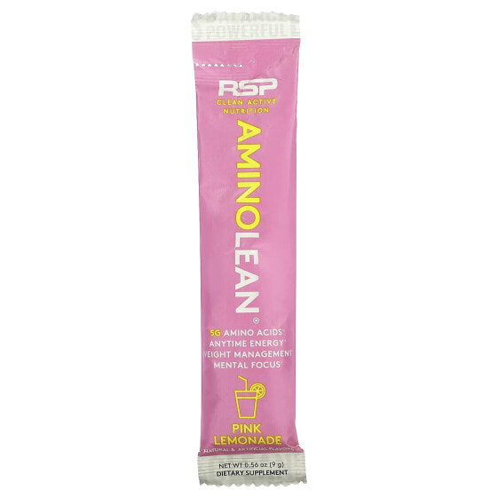 RSP Nutrition, AminoLean, розовый лимонад, 1 пакетик, 9 г (0,56 унции)