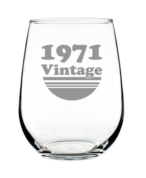 Vintage-Like 1971 52nd Birthday Gifts Stem Less Wine Glass, 17 oz
