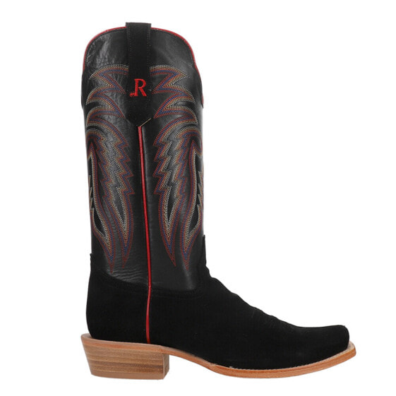 R. Watson Boots Black Rough Out Narrow Square Toe Cowboy Mens Black Casual Boot