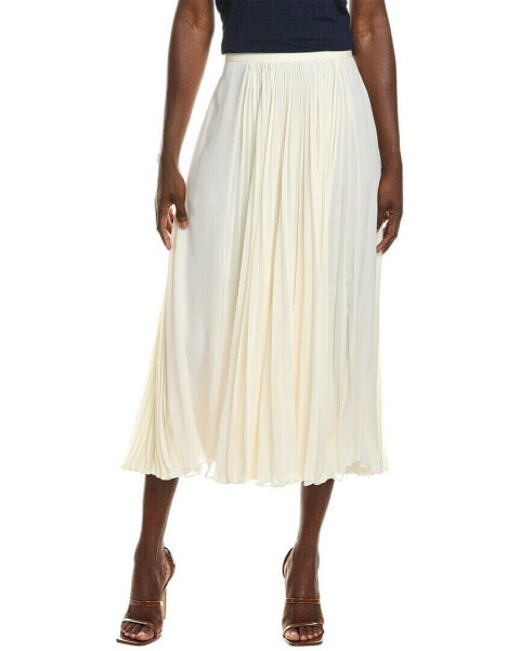 Oscar De La Renta Pleated Silk A-Line Skirt Women's