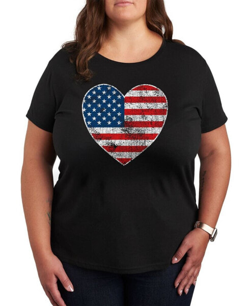 Trendy Plus Size American Heart Graphic T-Shirt
