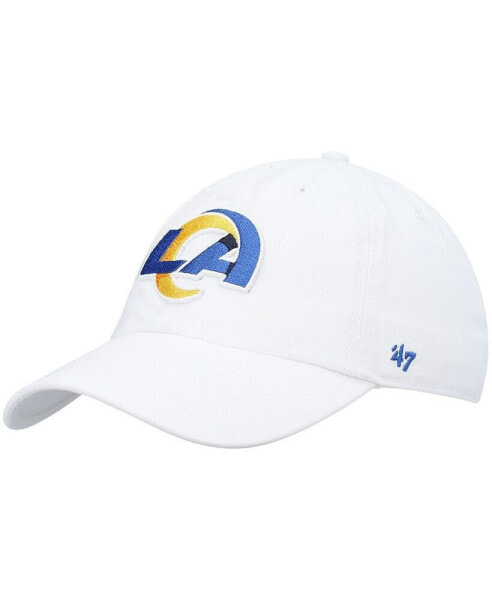 Men's '47 White Los Angeles Rams Logo Clean Up Adjustable Hat