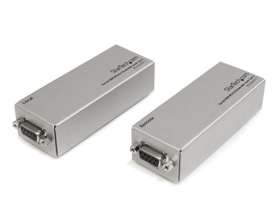 StarTech.com Serial DB9 RS232 Extender over Cat 5 - Up to 3300 ft (1000 meters) - VGA - Serial - RS-232 - Silver - DC - 0 - 70 °C