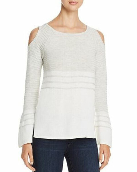 Design History Women's Cold Shoulder Sweater White Gray XL
