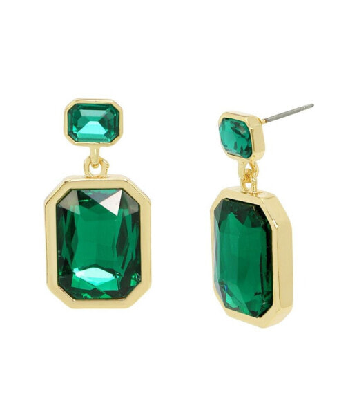 Faux Stone Gem Double Drop Earrings