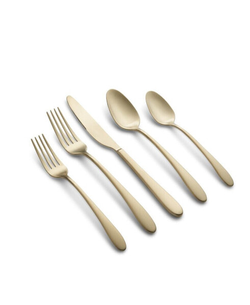 Poet Champagne Satin 20 Piece 18/10 Stainless Steel Flatware Set, Service for 4