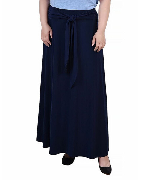 Plus Size Maxi with Sash Waist Tie Skirt