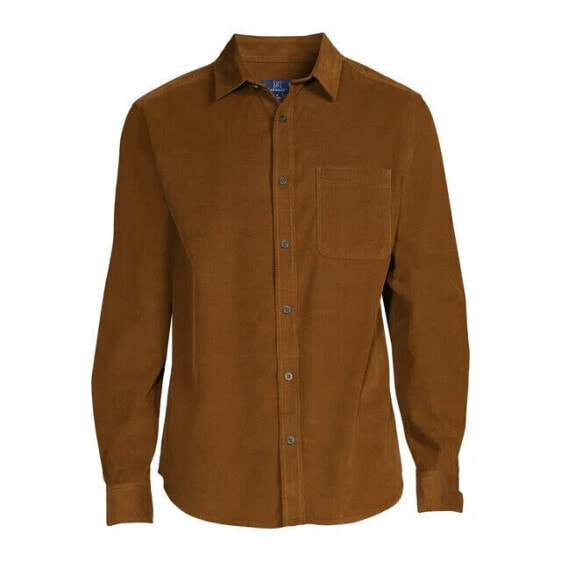 George Corduroy Shirt Men's Small Coffee Cake Long Sleeve Collared Button-Up