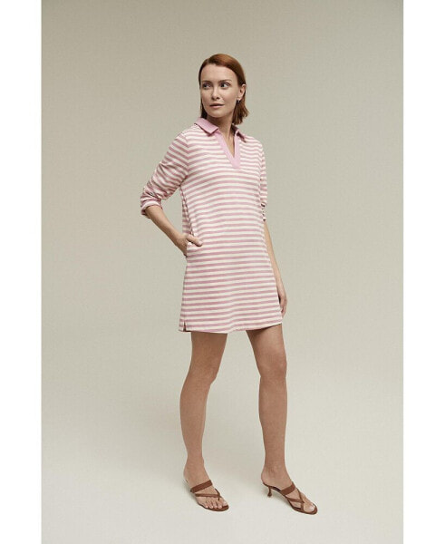 Women's Striped Knit Polo Dress