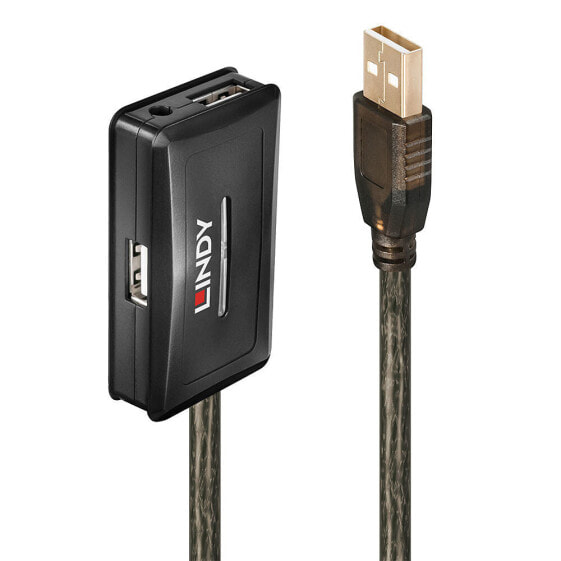 Lindy 10m USB 2.0 Active Extension Hub - USB 2.0 - USB 2.0 - 480 Mbit/s - Grey - 28/24 - 10 m