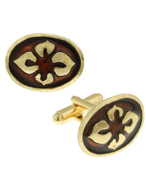 Jewelry 14K Gold-Plated Enamel Flower Cufflinks