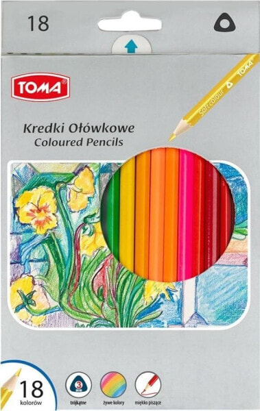 Цветные карандаши Toma треугольные 18 цветов