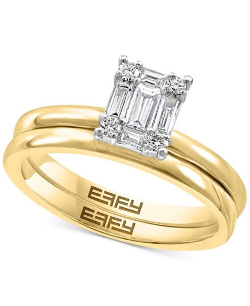 EFFY® Diamond Baguette Cluster Bridal Set (3/8 ct. t.w.) in 14k White Gold and 14k Gold & White Gold