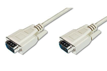 DIGITUS VGA Monitor Connection Cable - 1.8 m - VGA (D-Sub) - VGA (D-Sub) - Beige - Nickel - China