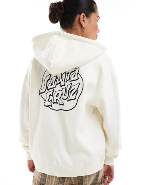 Santa Cruz fever dream mono dot zip through hoodie in white