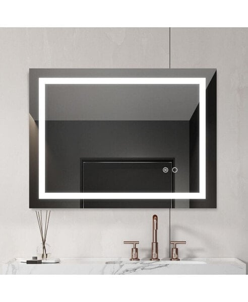 32X24 LED Lighted Bathroom Wall Mounted Mirror With High Lumen+Anti-Fog Separately Control+Dimmer Function
