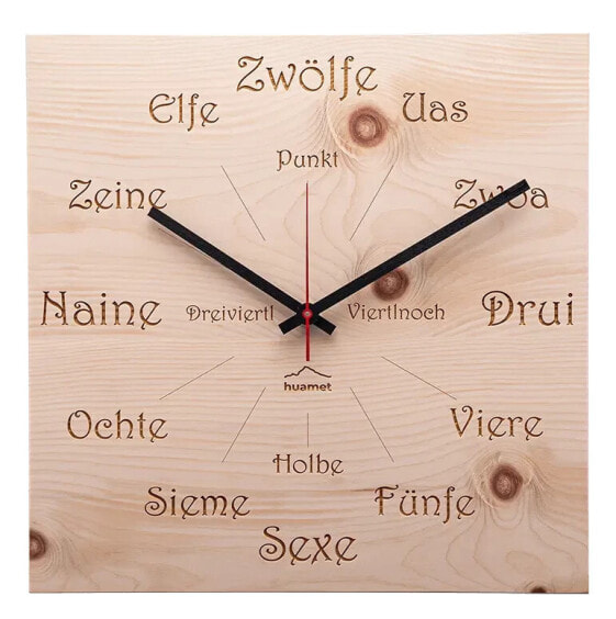 Design Wanduhr Uhrform Zirbe eckig