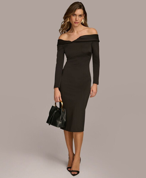 Платье женское DKNY Donna Karan с отложным воротником и открытыми плечами