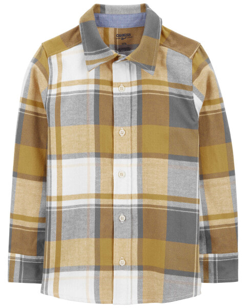 Kid Plaid Cotton Long-Sleeve Button-Down Shirt - Plaid 8