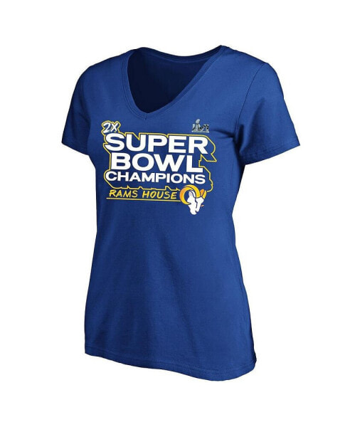 Women's Royal Los Angeles Rams Super Bowl LVI Champions Parade V-Neck Plus Size T-shirt