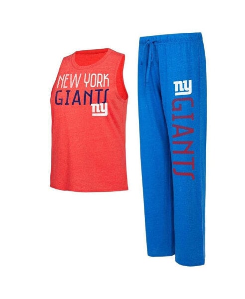 Women's Royal, Red Distressed New York Giants Muscle Tank Top and Pants Lounge Set