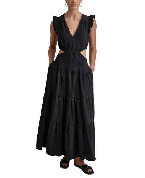 Women's Cotton Gauze Cutout Maxi Dress