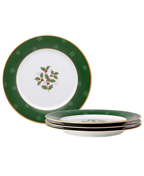 Holly Berry 9" Accent Plate, Set of 4