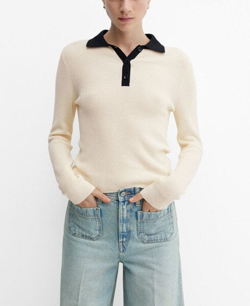 Women's Knitted Polo Neck Sweater