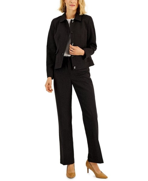 Heathered Five-Button Jacket & Kate Pants, Regular and Petite Sizes