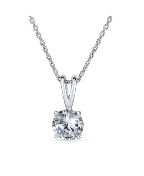 1.5CTW CZ Solitaire Round Clear Cubic Zirconia Pendant Necklace For Women s Sterling Silver