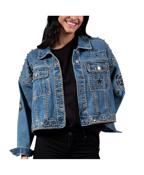 Women's Dallas Cowboys First Finish Medium Denim Full-Button Jacket