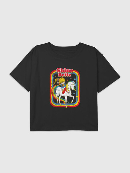 Kids Rainbow Brite Unicorn Graphic Boxy Crop Tee