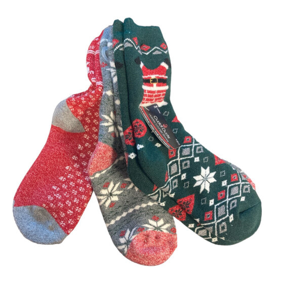 CUDDL DUDS Ladies Holiday Plush Fill One Size 4-10 Sock 3-Pack