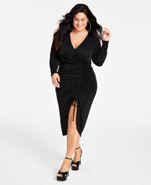 Trendy Plus Size Ruched Slinky Dress