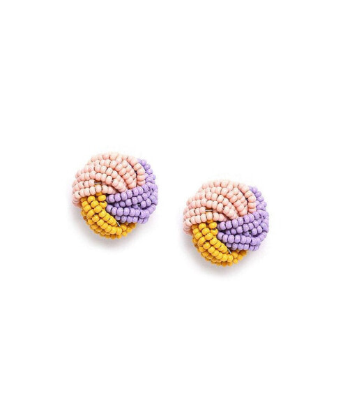 Women's Multicolor Beaded Twist Stud Earrings